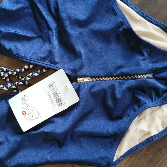 Navy Blue One Piece Swimsuit, Size Small - Picture 2 of 3